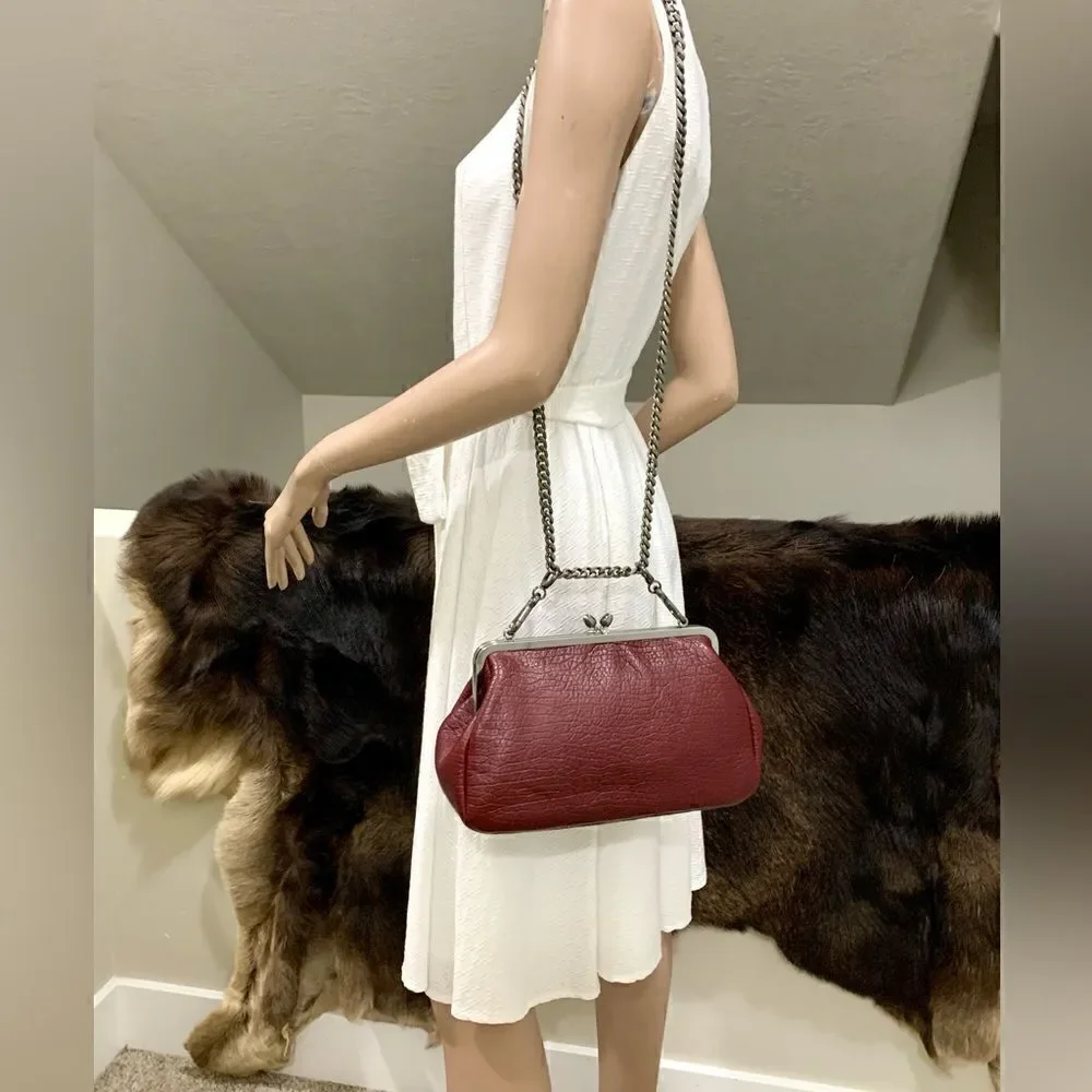 Handmade Genuine Premium Cowhide “Tulip” Kisslock Wristlet/Shoulder Bag